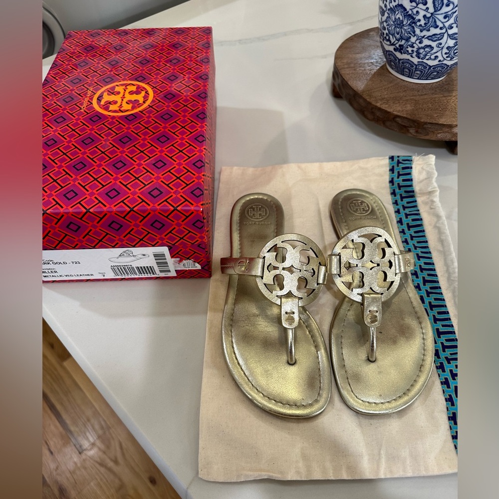 Gold Tory Burch Miller Sandals